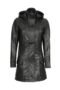 Slim Fit Black Hooded Leather Car Coat
